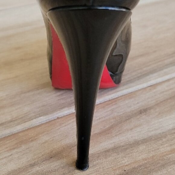 Christian Louboutin 150 Lady Peep Black Patent Leather Shoe Eur.35 - Picture 12 of 16
